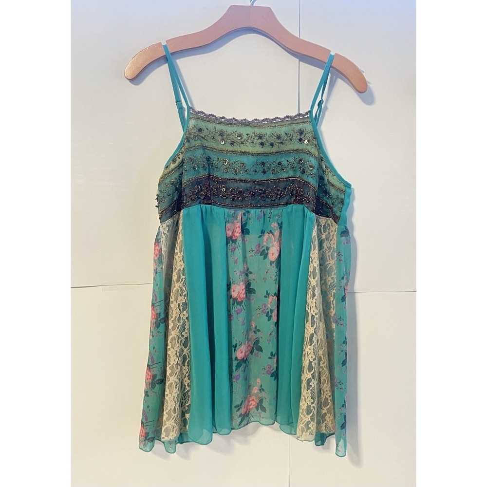American Rag Cie Flowy Floral Lace Babydoll Women's Top -Size L -Y2K-Boho-Hippie